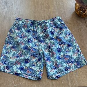 Peter Millar Seaside Mens Size Medium Swim Trunks Shorts Blue Skull Treasure